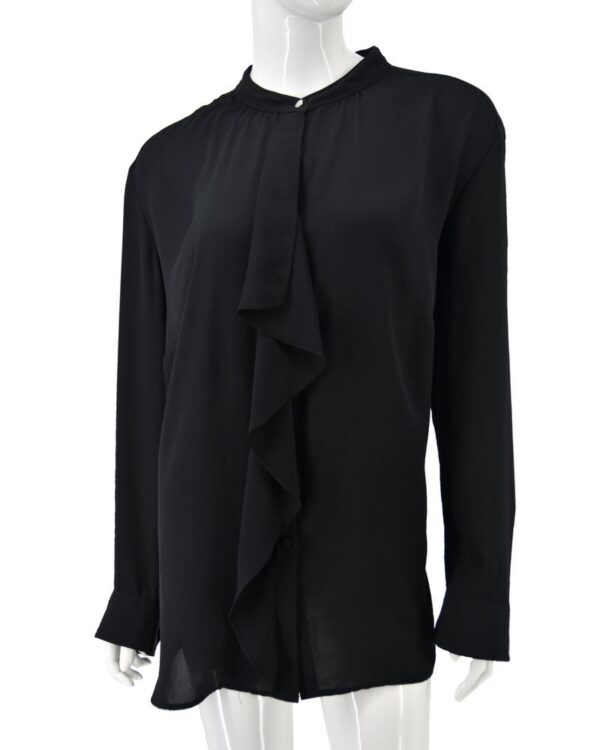 RALPH LAUREN bluzka damska rozpinana czarna z żabotem 2XL