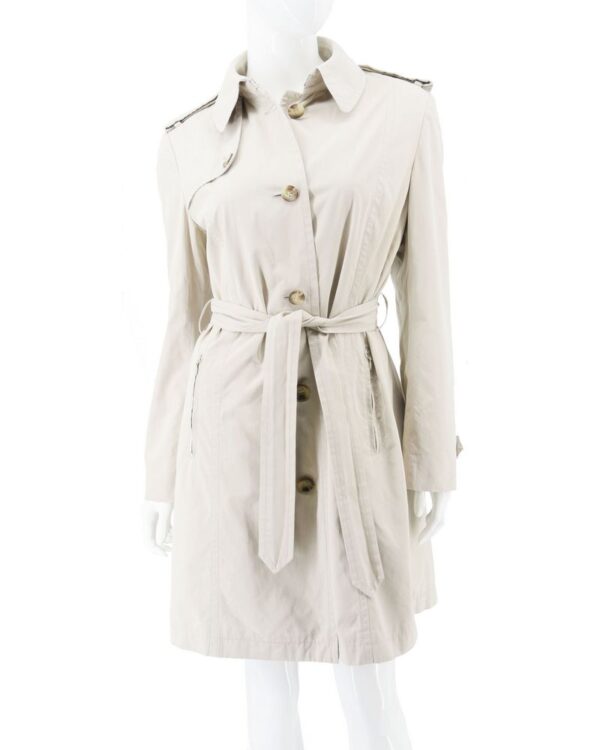 ESCADA płaszcz damski trencz kremowy klasyczny wiosenny 36