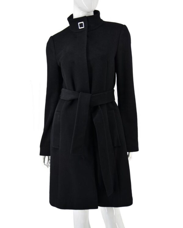 HUGO BOSS płaszcz damski wełna+kaszmir ciepły czarny 36