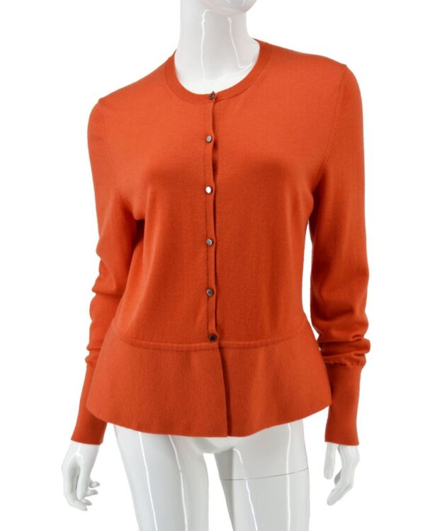 HUGO BOSS sweter damski pomarańczowy rozpinany merino 40
