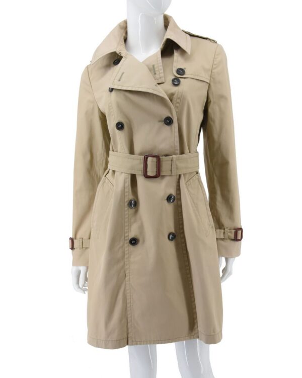 WEEKEND MAX MARA trencz damski beżowy z paskiem 38