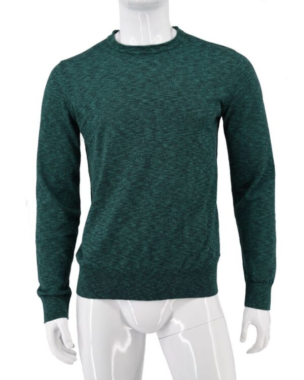 HUGO BOSS sweter męski melanż zielony bawełnany L