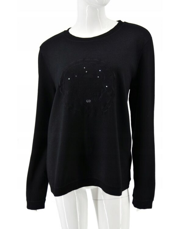 ESCADA SPORT bluza damska czarna z haftem cyrkonie XL