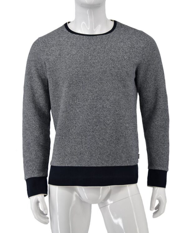 HUGO BOSS sweter męski szary melanż bawełna L