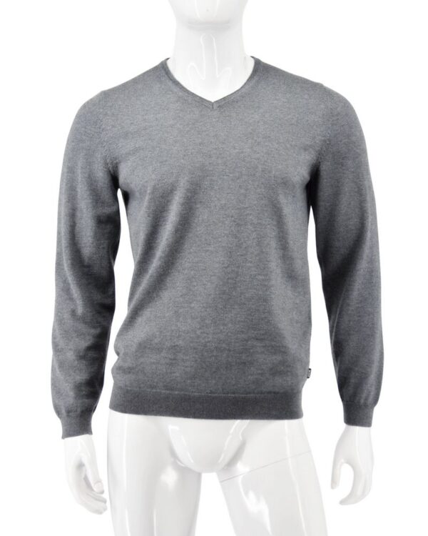 HUGO BOSS sweter męski szary wełniany w szpic M