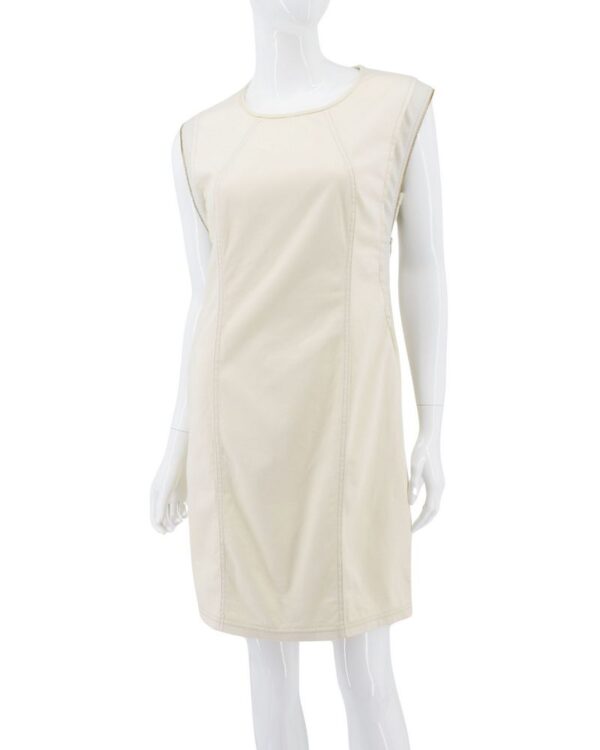 HUGO BOSS sukienka bawełniana ecru elastyczna z zamkami 38