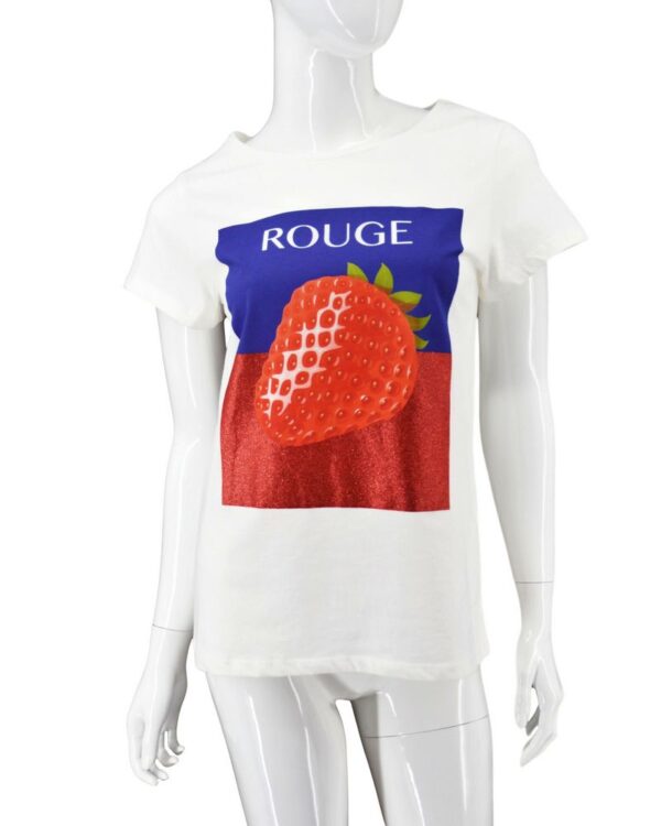 EMMA MARELLA bluzka damska t-shirt biały z nadrukiem S