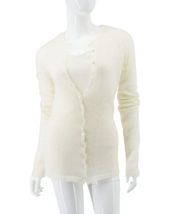 DOLCE&GABBANA kardigan wełniany bliźniak rozpinany ecru L