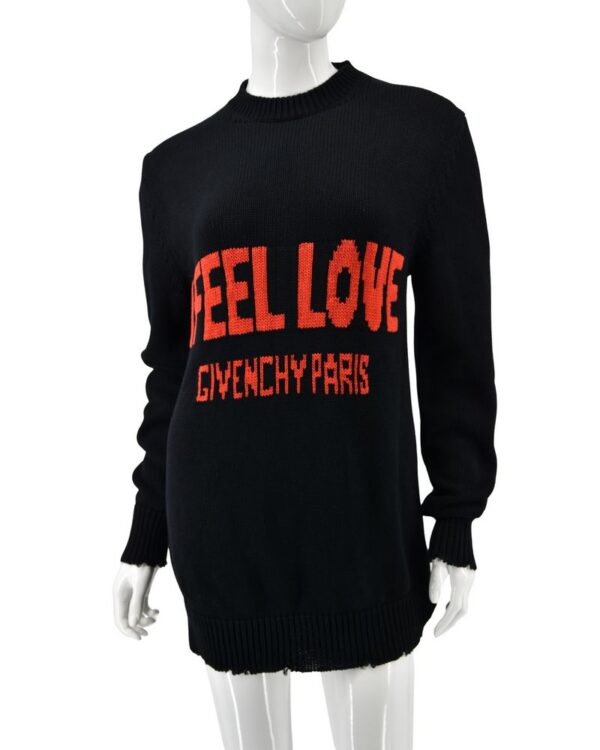 GIVENCHY sweter damski czarny długi luźny prosty miękki S