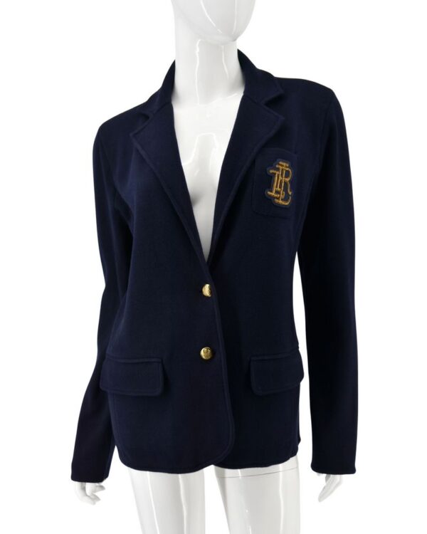 RALPH LAUREN żakiet damski marynarka granatowy z herbem L