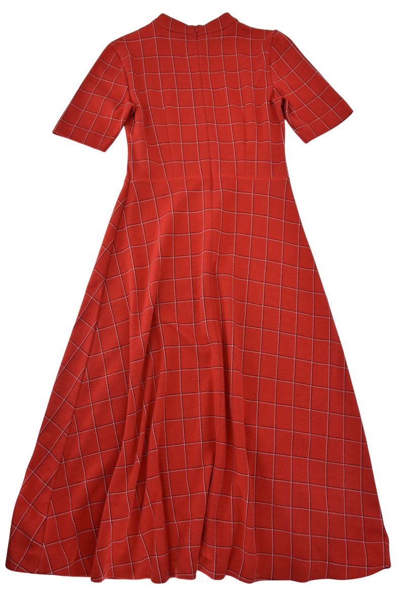 HUGO BOSS sukienka czerwona w kratę długa elegancka S - obrazek 4