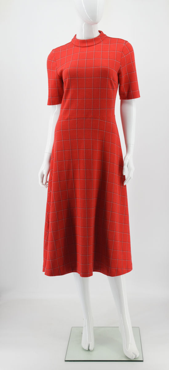 HUGO BOSS sukienka czerwona w kratę długa elegancka S - obrazek 7