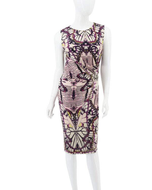 JUST CAVALLI sukienka damska wzory midi dopasowana 34