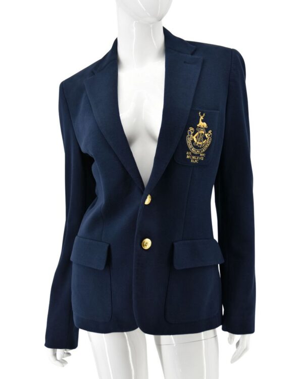 RALPH LAUREN marynarka damska granatowa z herbem 38