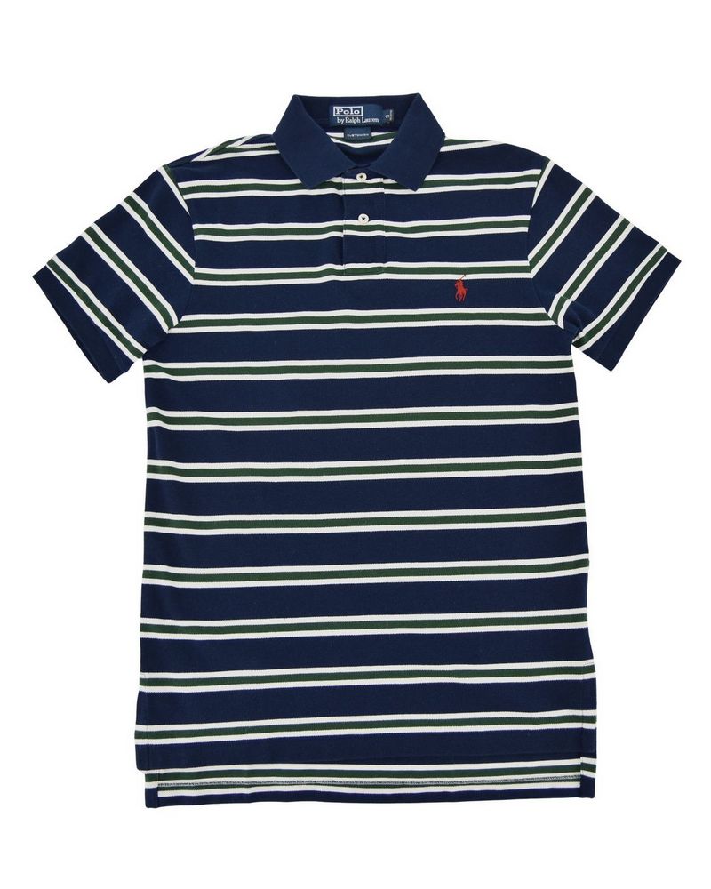 RALPH LAUREN koszulka polo męska granatowa w paski S