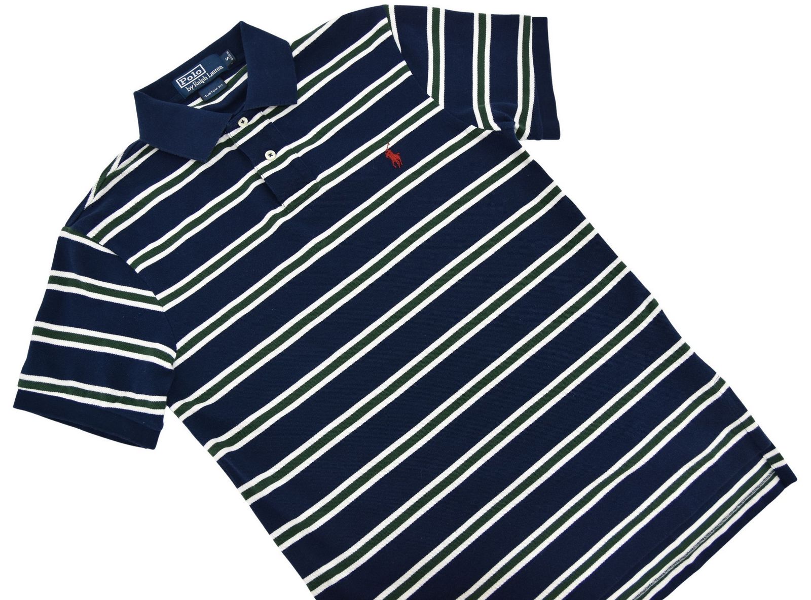 RALPH LAUREN koszulka polo męska granatowa w paski S - obrazek 2