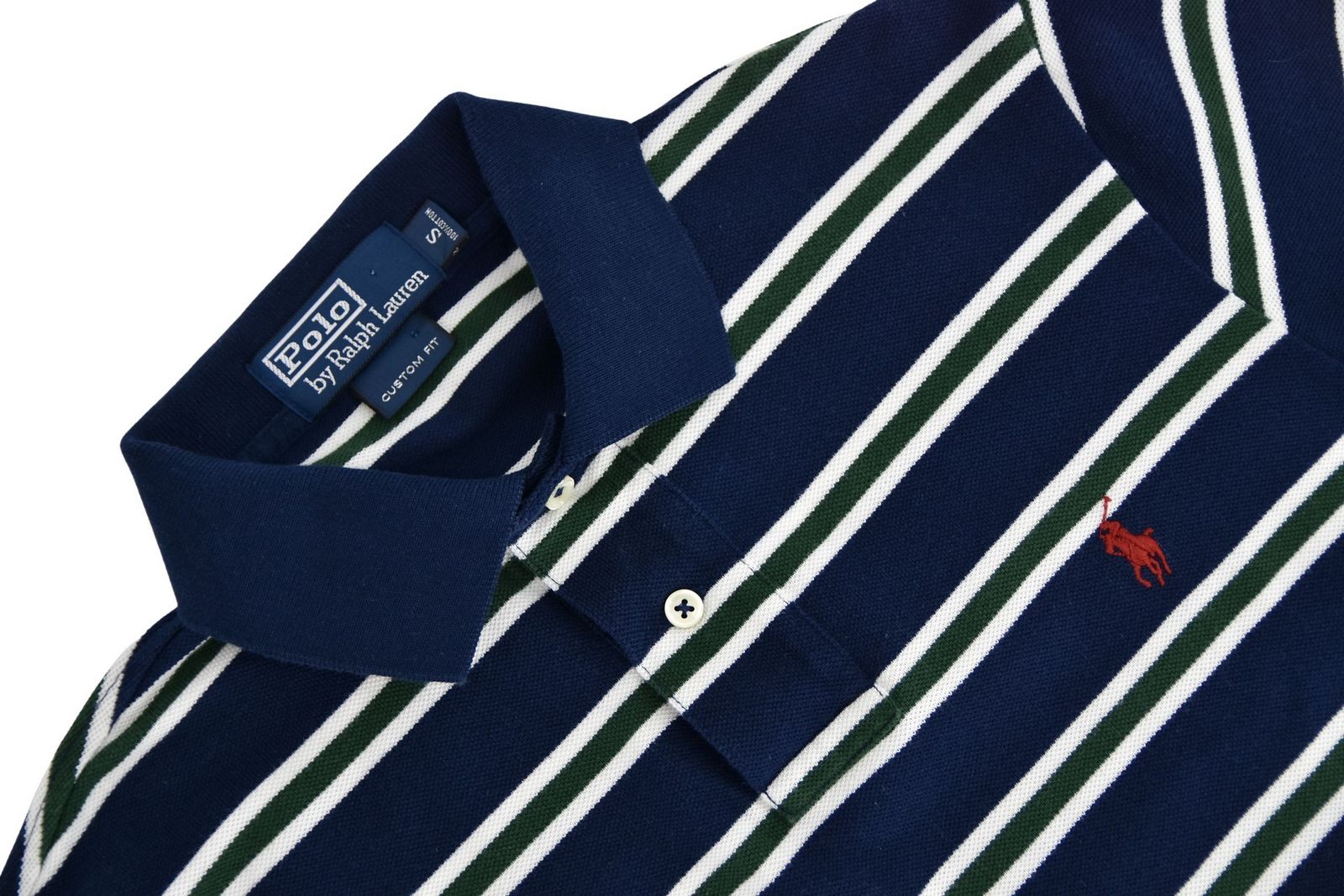 RALPH LAUREN koszulka polo męska granatowa w paski S - obrazek 3