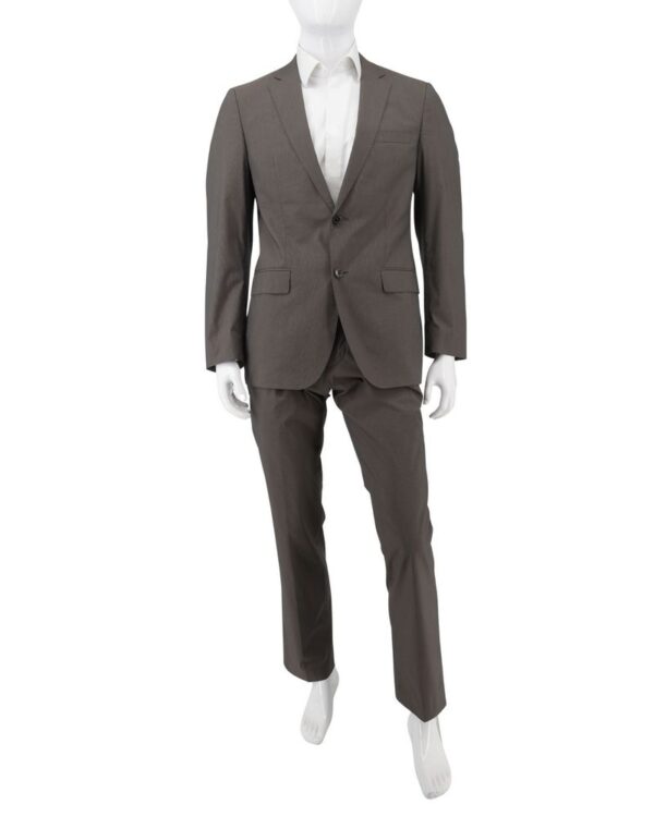 HUGO BOSS garnitur męski brązowy w prążek elegancki 48