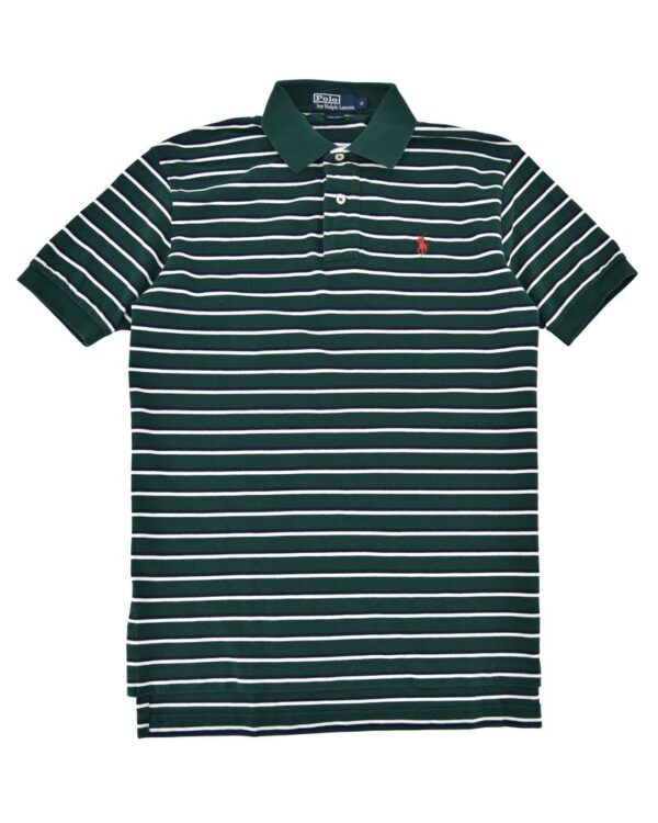RALPH LAUREN koszulka męska polo zielona w paski S/M