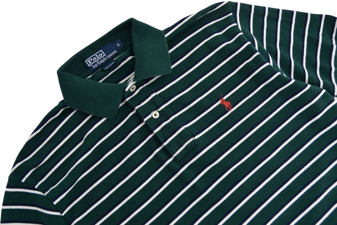 RALPH LAUREN koszulka męska polo zielona w paski S/M - obrazek 3