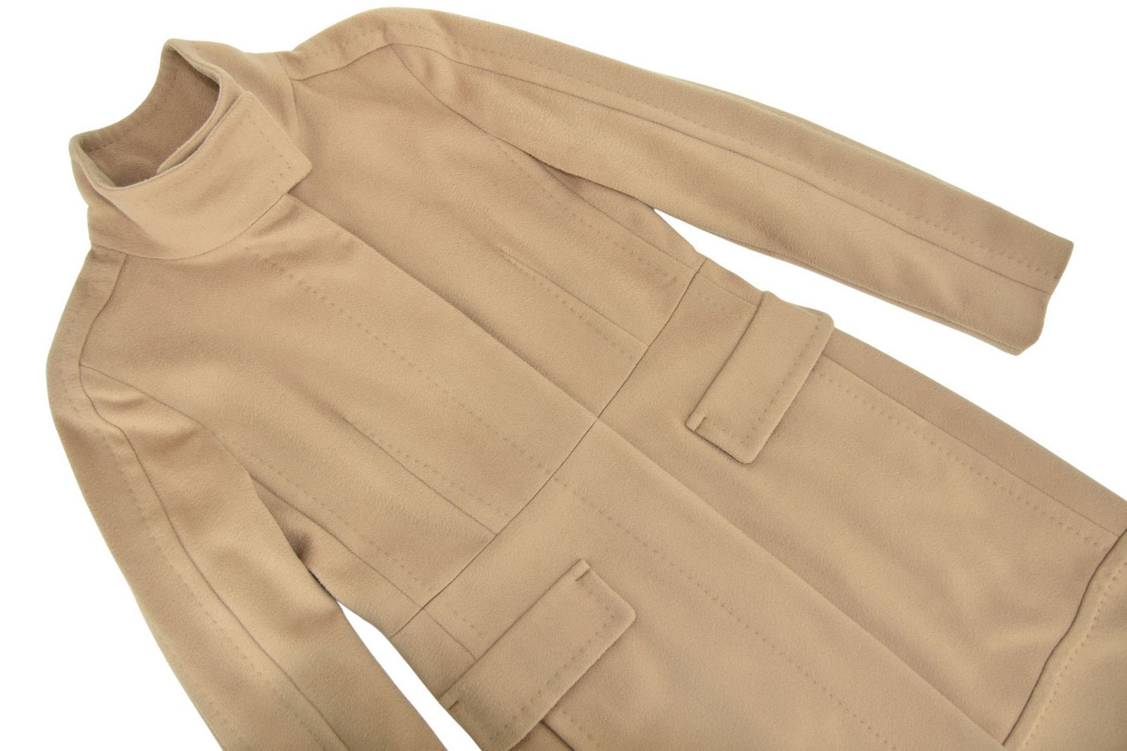 WEEKEND MAX MARA płaszcz damski beżowy wełniany 38 - obrazek 2
