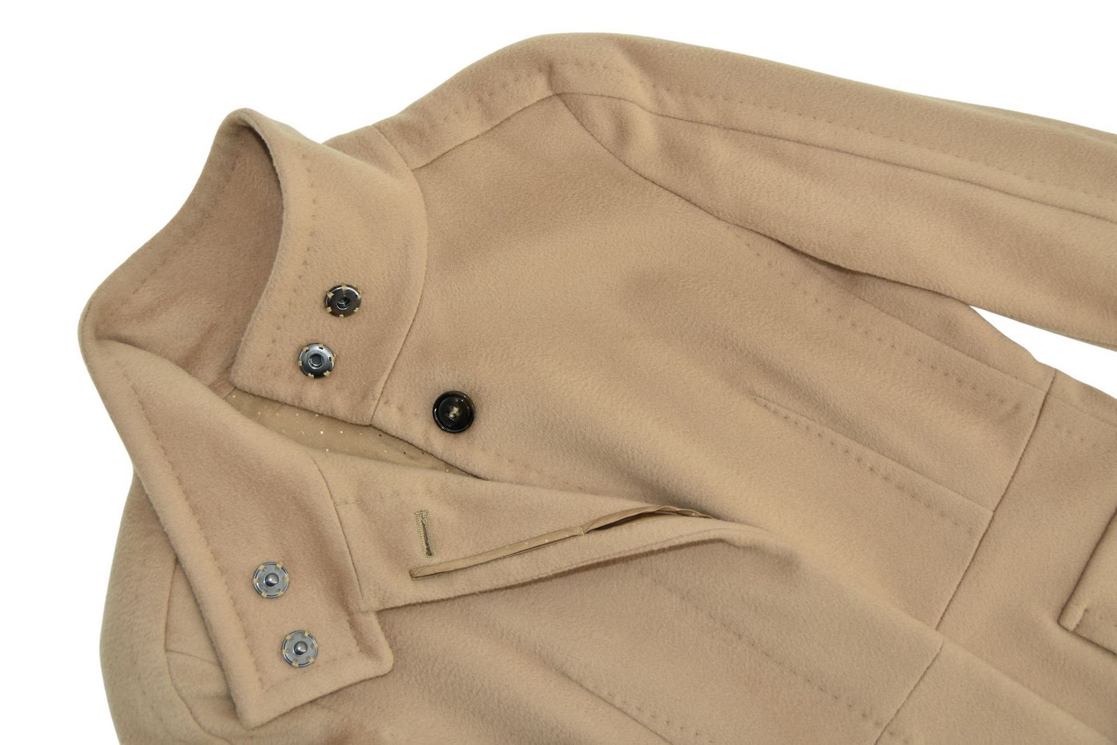 WEEKEND MAX MARA płaszcz damski beżowy wełniany 38 - obrazek 4