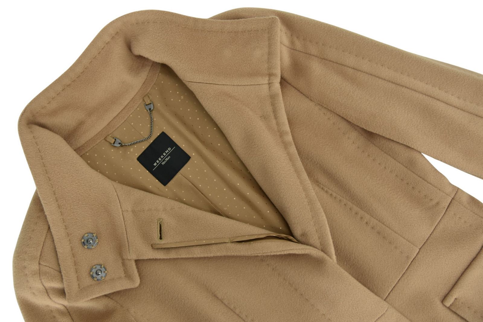 WEEKEND MAX MARA płaszcz damski beżowy wełniany 38 - obrazek 5