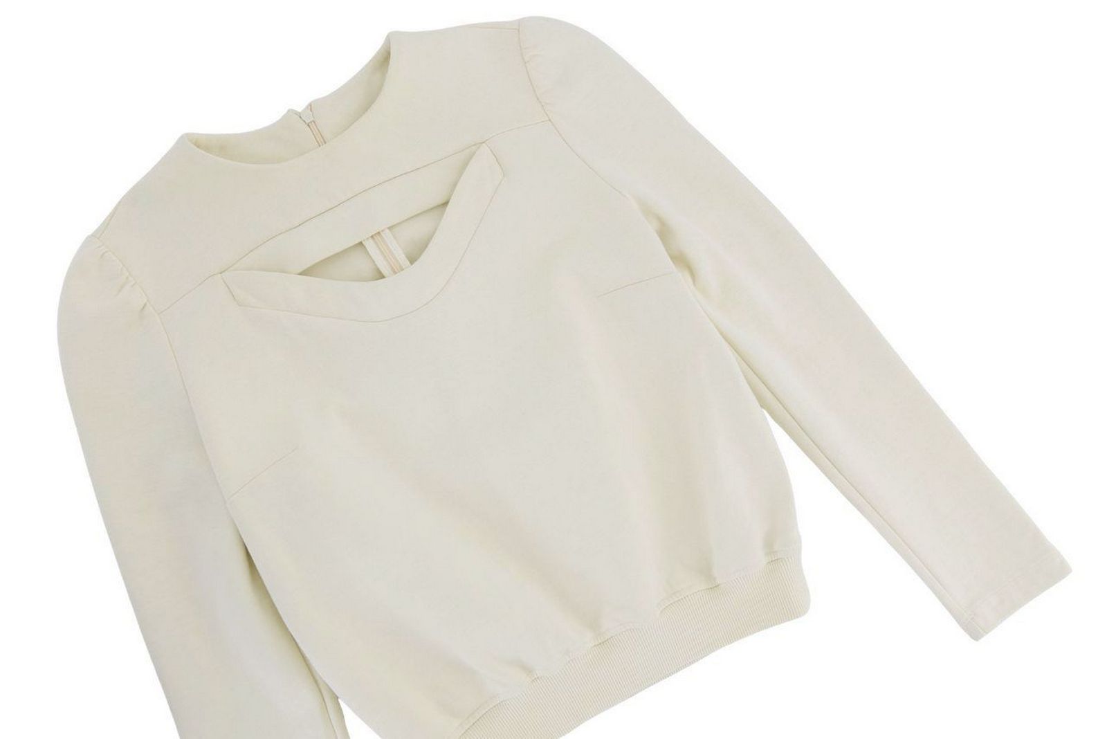 CARVEN bluza damska kremowa gładka bawełniana S - obrazek 2