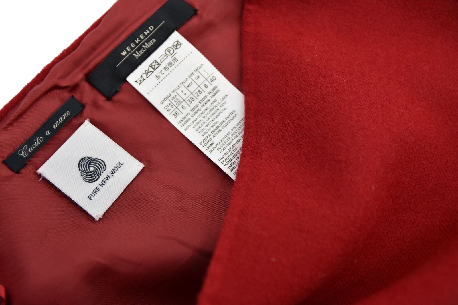 WEEKEND MAX MARA spódnica wełniana czerwona elegancka 36 - obrazek 3