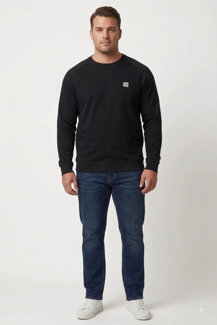 HUGO BOSS bluza męska czarna bawełniana gładka casual 3XL - obrazek 6