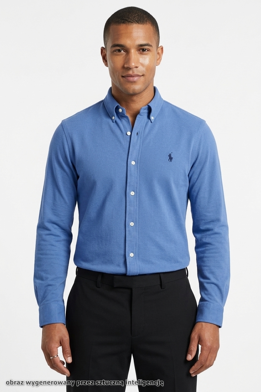 RALPH LAUREN koszula męska niebieska featherweight mesh L - obrazek 7