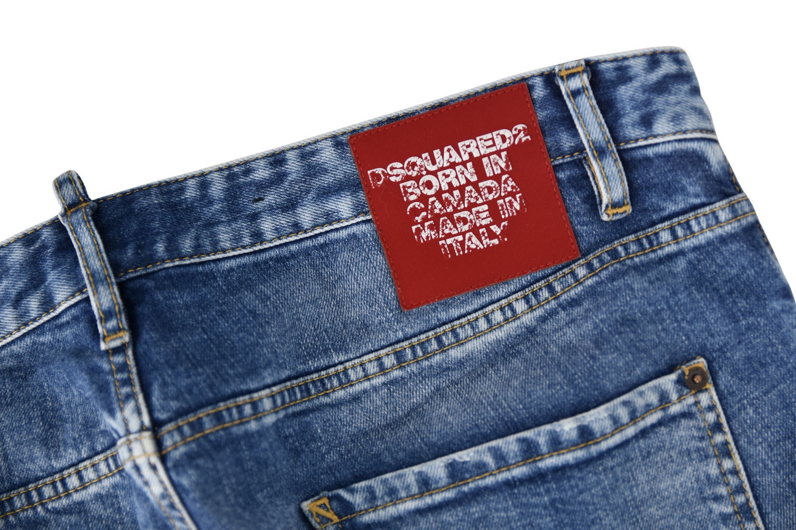 DSQUARED2 spodnie męskie jeansy niebieskie marmurkowe 54 - obrazek 4