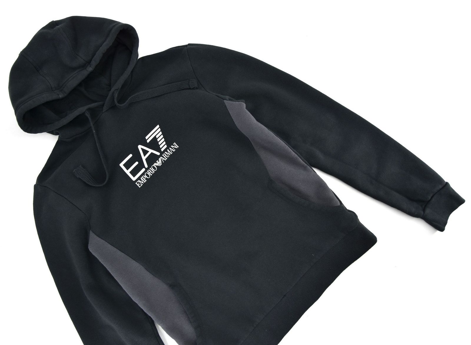EMPORIO ARMANI bluza męska z kapturem kangurka czarna S - obrazek 2