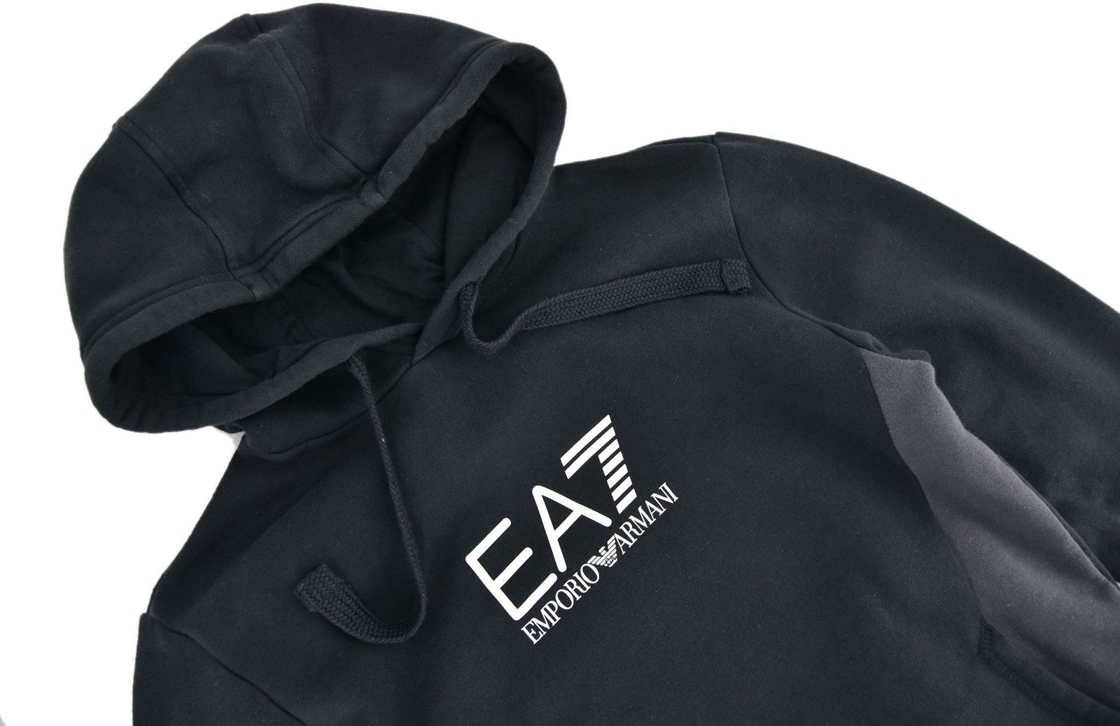 EMPORIO ARMANI bluza męska z kapturem kangurka czarna S - obrazek 3