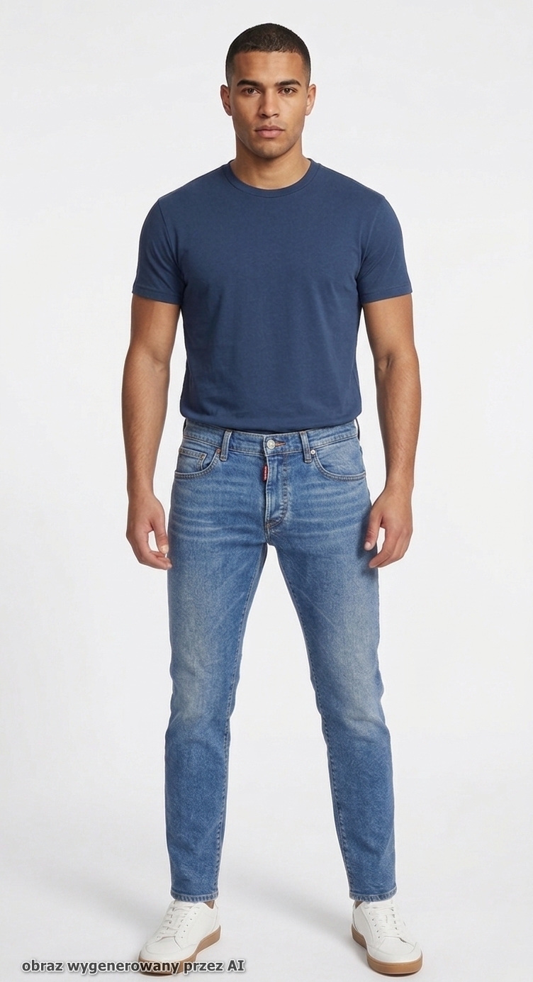 DSQUARED2 spodnie męskie jeansy niebieskie marmurkowe 54 - obrazek 6